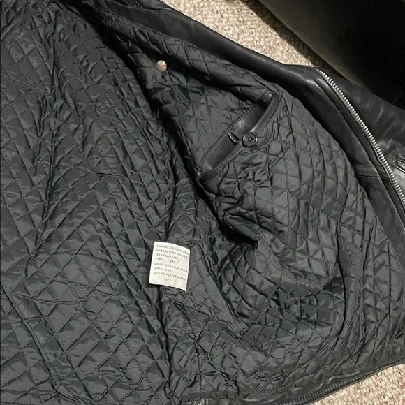 Vintage Men's Black Leather motorcycle padded quilted Jacket - Picture 11 of 13